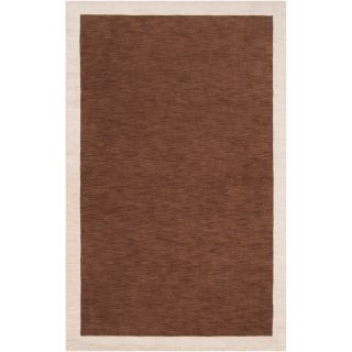 Angelohome Loomed Brown Madison Square Contemporary Wool Rug (8 X 10)
