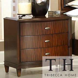 Tribecca Home Tribecca Home Cumbria Retro Modern Curved Front 3 drawer Nightstand Brown Size 2 drawer