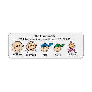 Family With Three Kids Address Labels