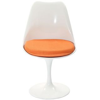 Eero Saarinen Style Tulip Side Chair With Orange Cushion