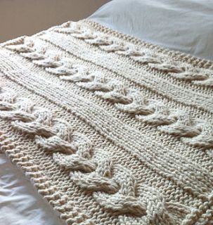 giant cable knitted blanket by knitting revolution