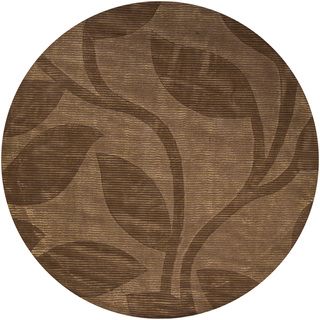 Hand tufted Mandara Brown Floral New Zealand 100 percent Wool Rug (79 Round)