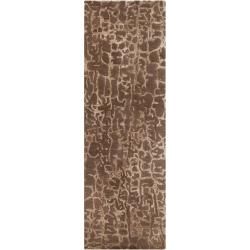 Hand tufted Contemporary Beige Branded New Zealand Wool Abstract Rug (26 X 8)
