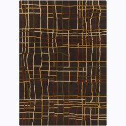 Hand tufted Dark Brown Mandara Abstract Wool Rug (5 X 7)