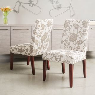 Christopher Knight Home Tan Floral Print Dining Chairs (set Of 2)