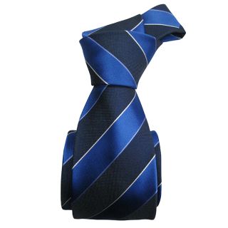Dmitry Mens Luxurious Blue Striped Italian Silk Tie