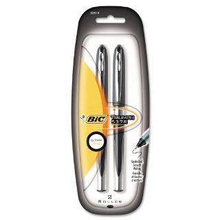 BIC Triumph 537R, Roller (0.7mm   Fine), 2 Pack, Black Ink (RT57P21 BLK)  Rollerball Pens 