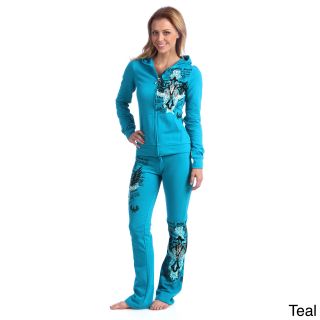 Bus Stop Tabeez Womens Teal French Terry Track Suit Blue Size S (4  6)