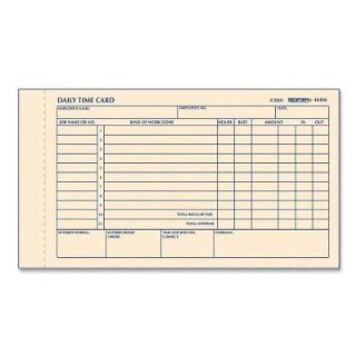 Daily Time Card, 2 Part Form, 4 1/4"x7", 100 Cards/Pad RED4K406  Blank Timecards 