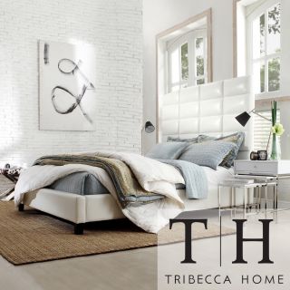 Tribecca Home Sarajevo White Bonded Leather High Profile Tufted Full size Bed