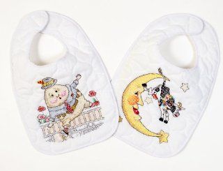 Bucilla Mary Engelbreit Mother Goose Bib Pair 8 1/2 Inches by 14 Inches Stamped Cross Stitch, Set of 2