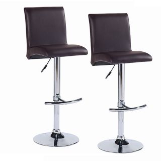 Gullwing Deep Brown Faux Leather Swivel Stools (set Of 2)
