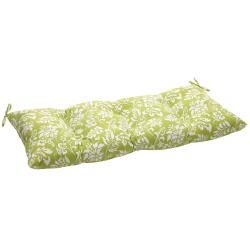 Green/ White Floral Outdoor Tufted Loveseat Cushion Pillow Perfect Outdoor Cushions & Pillows
