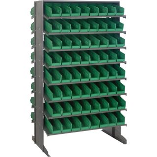 Quantum 60in. Rack with 128 Bins — Green, Model# QPRD-101 GN  Double Sided Bin Units