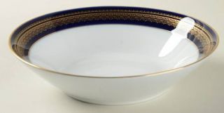 Noritake Vienna Coupe Soup Bowl, Fine China Dinnerware   Blue Band, Gold Decor