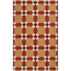 Smithsonian Handwoven Red Anchor Wool Area Rug (5 X 8)