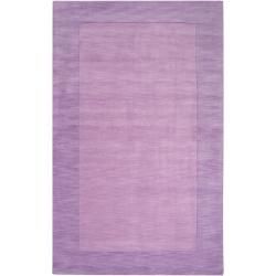 Hand crafted Purple Tone on tone Bordered Mantra Wool Rug (8 X 11)
