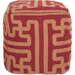 Decorative Argyle Maroon Pouf