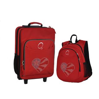 Obersee Kids Flag Heart 2 piece Backpack And Carry On Upright Luggage Set