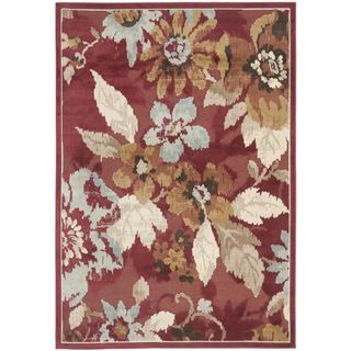 Paradise Red Floral Viscose Rug (5 3 X 7 6)
