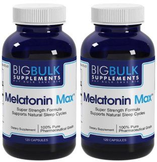 Melatonin Max Natural Sleep Cycle Support Big Bulk Suplements Melatonin 10mg 240 Capsules 2 Bottles Health & Personal Care