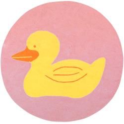 Hand hooked Pink/multicolored Duck Portage Rug (8 Round)