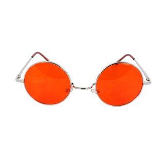 MLC EYEWEAR  Vintage Style Round Silver Hippie Party Shades Sunglasses RED LENS 