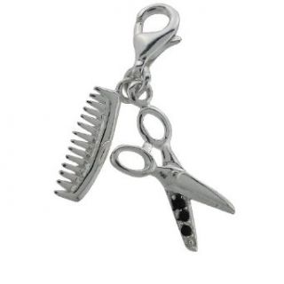 Sterling Silver Barber/Salon Accessory Charm (comb, scissors) Clothing