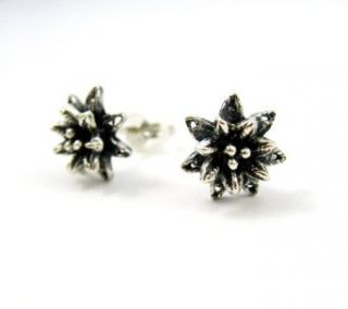 Sterling Silver Sunburst Filigree Flower Post Earrings