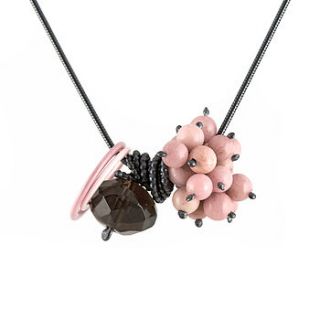oxidised smoky quartz berries pendant by alison macleod