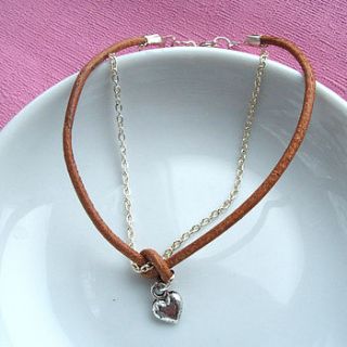 leather and silver heart friendship bracelet by storm in a teacup