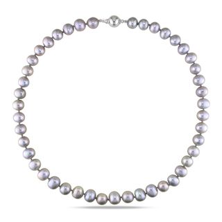 Miadora Sterling Silver Grey Pearl Necklace (9 10 mm) Miadora Pearl Necklaces