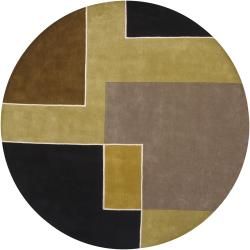 Hand tufted Multicolor Abstract Mandara Wool Rug (79 Round)