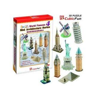 Mini Series 4 Architecture Set 3d Puzzle Set   60pcs . Mini Series 4 Famous Structures 3d Puzzle Set. Each Model Varies in Size When Competed. This Is a 60pc Puzzle Set. Structures Include Statue of Liberty, Big Ben, Galata Tower, Learning Tower, Holland W