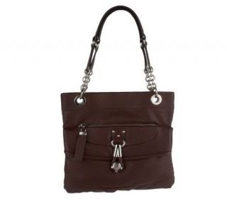 B.Makowsky Glove Leather North/South Tote with Chain Detail —