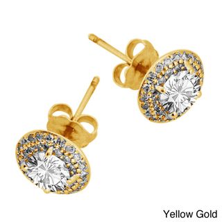 Sonia Bitton 14k Yellow Gold 1.5ct TDW Diamond Halo Stud Earrings (G H, SI1 SI2) Sonia Bitton Diamond Earrings