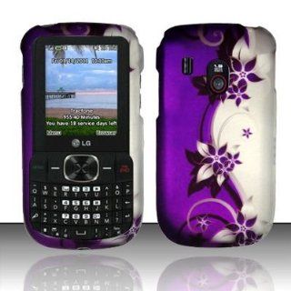 For Tracfone Net 10 Lg 500g Accessory  Purple Vine Design Hard Protector Case with free tpu soft clear case Cell Phones & Accessories