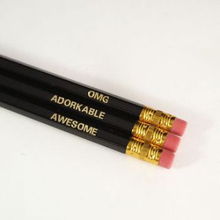 omg, awesome and adorkable pencil set by vivid please