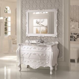 Legion Furniture Natural Marble Top 47.2 Inch Single Sink Bathroom White Size Single Vanities