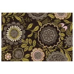 Amy Butler Brown Floral Hand tufted New Zealand Wool Area Rug (79 X 106)