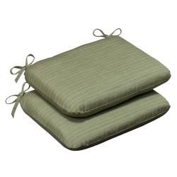 Pillow Perfect Outdoor Green Textured Rounded Seat Cushions With Sunbrella Fabric (set Of 2)