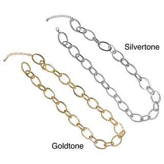 NEXTE Jewelry Silvertone or Goldtone Hammered Oval Link Necklace NEXTE Jewelry Fashion Necklaces