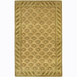 Hand knotted Green/tan/gold Mandara Wool Rug (2 X 3)