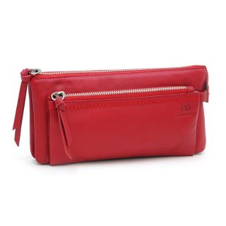 Anais Gvani Anais Gvani Smooth Genuine Italian Leather Zipper Pouch Wallet Red Size One Size Fits Most