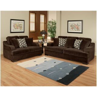 Furniture Of America Kailer Chocolate Suede 2 Piece Sofa And Loveseat Set