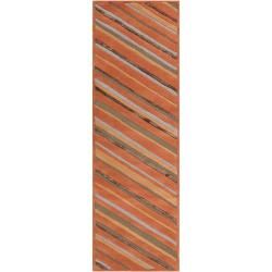 Candice Olson Hand tufted Brown Cane Diagonal Stripes Wool Rug (26 X 8)