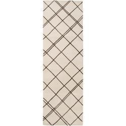 Hand tufted Contemporary Beige Beigea New Zealand Wool Abstract Rug (26 X 8)