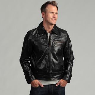 Tanners Avenue Men's Distressed Black Buffalo Leather Jacket Jackets