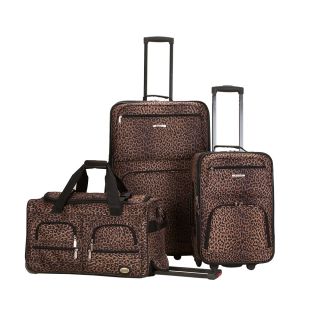 Rockland Deluxe Leopard Perfect Combination 3 piece Expandable Luggage Set