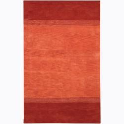 Contemporary Hand tufted Mandara Orange Wool Rug (79 X 106)